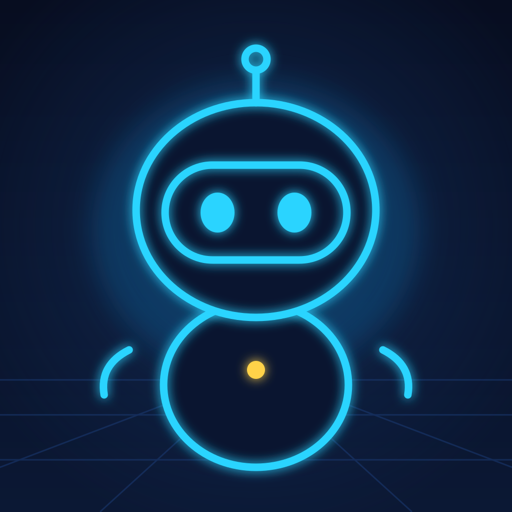 Prodogochi app icon — a glowing chrome robot companion